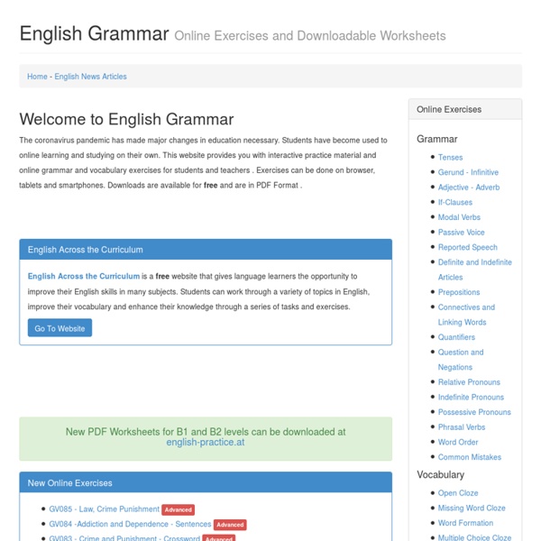 English Grammar - Online Grammar and Vocabulary Exercises foe English Language Learners