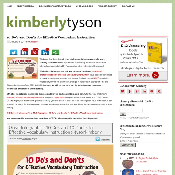 10 Do's and Don'ts for Effective Vocabulary Instruction l Dr. Kimberly's Literacy Blog