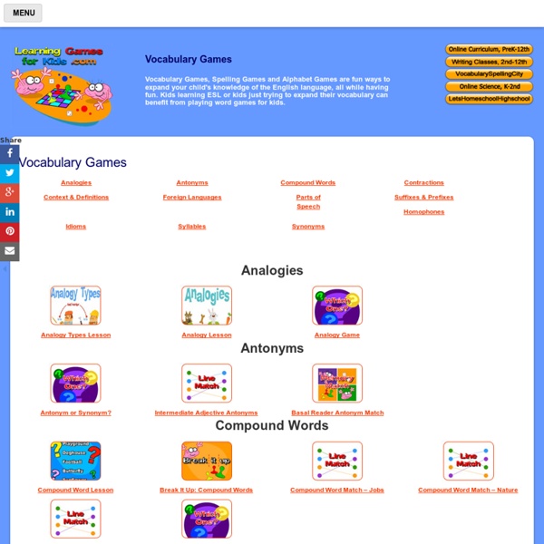 Vocabulary Learning Games For Kids