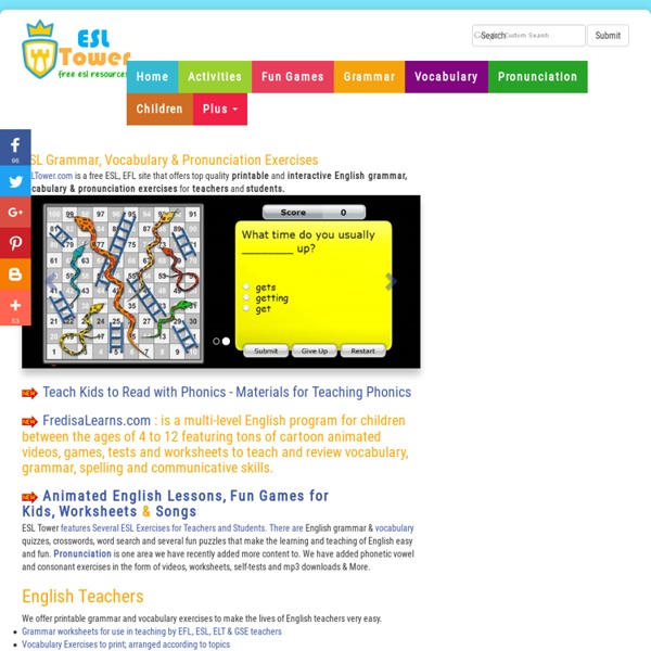 English Grammar, Vocabulary, Pronunciation Exercises for ESL Teachers and Students