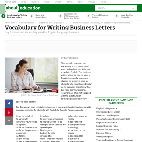 Writing Business Letters -English for Specific Purposes Core Vocabulary