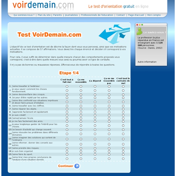 Test d'orientation gratuit en ligne - Etape 1/4