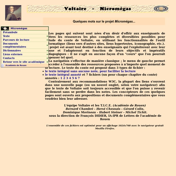 Voltaire Micromégas texte intégral annoté