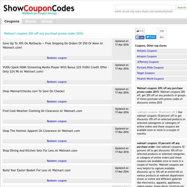 Walmart coupon codes 20% - off any purchase promo codes 2015 online order