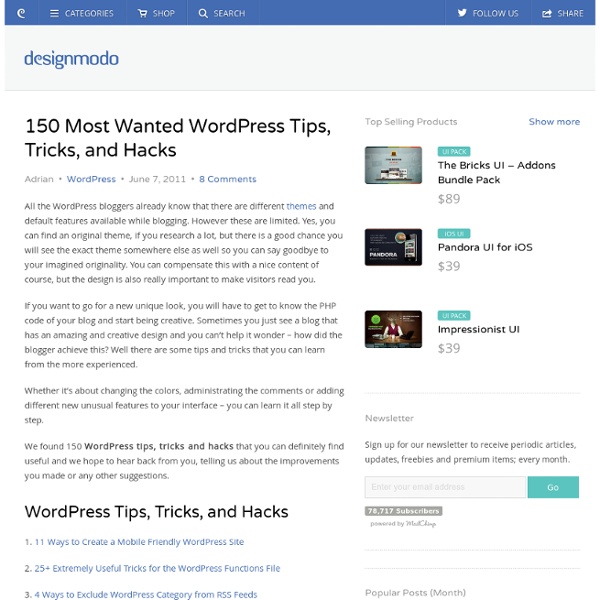 150 Most Wanted WordPress Tips, Tricks, and Hacks