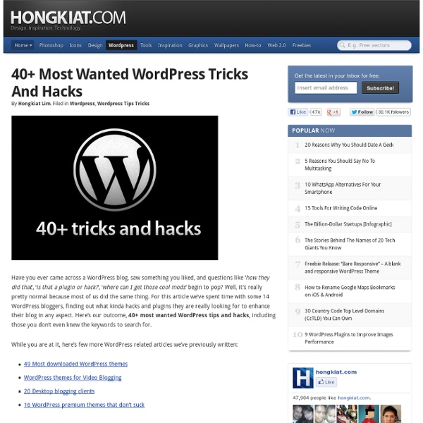 40+ Most Wanted Wordpress Tricks and Hacks