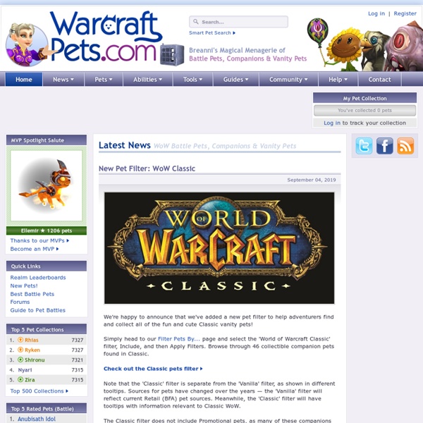 WarcraftPets.com - WoW Vanity Pets, Companions & Non Combat Pets