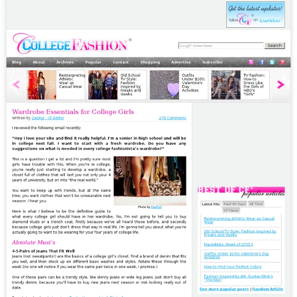 Wardrobe Essentials For College Girls Pearltrees