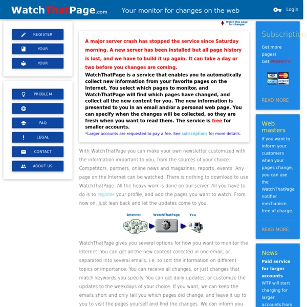 WatchThatPage - Monitor web pages extract new information