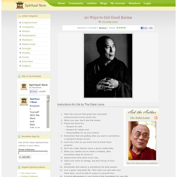 20 Ways to Get Good Karma - By The Dalai Lama