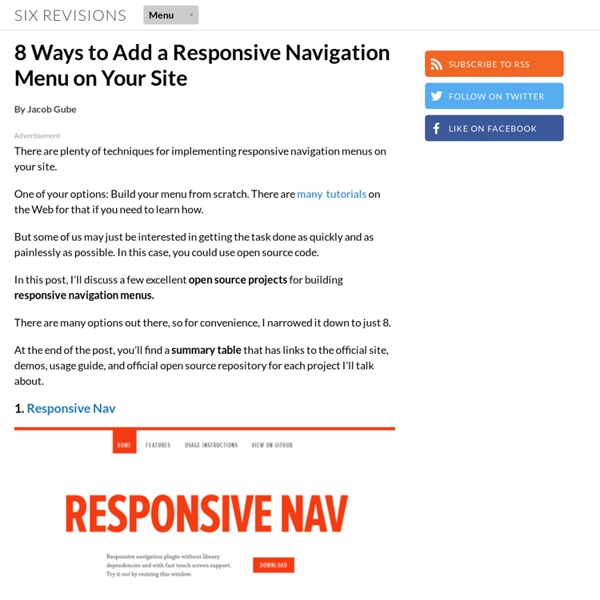 8 Ways to Add a Responsive Navigation Menu on Your Site
