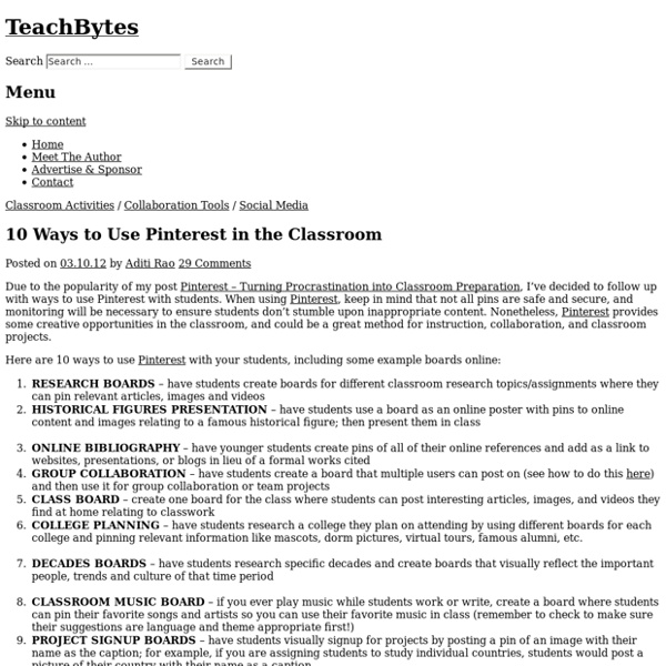 10 Ways to Use Pinterest in the Classroom
