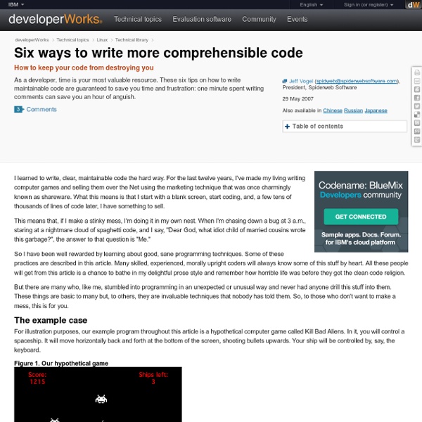 Six ways to write more comprehensible code