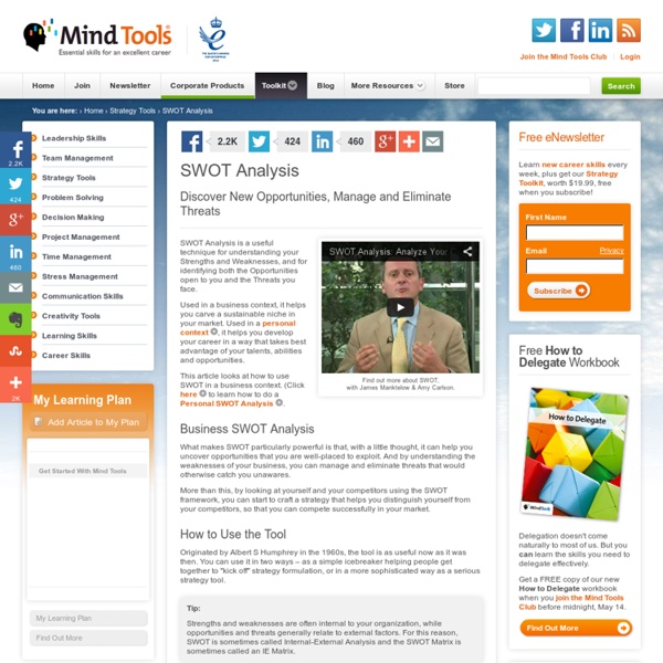 SWOT Analysis - Strategy Tools from MindTools.com