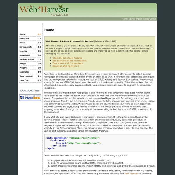 Web-Harvest Project Home Page