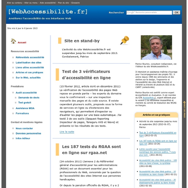 WebAccessibilite.fr, page d’accueil - Améliorez l’accessibilité de vos interfaces Web