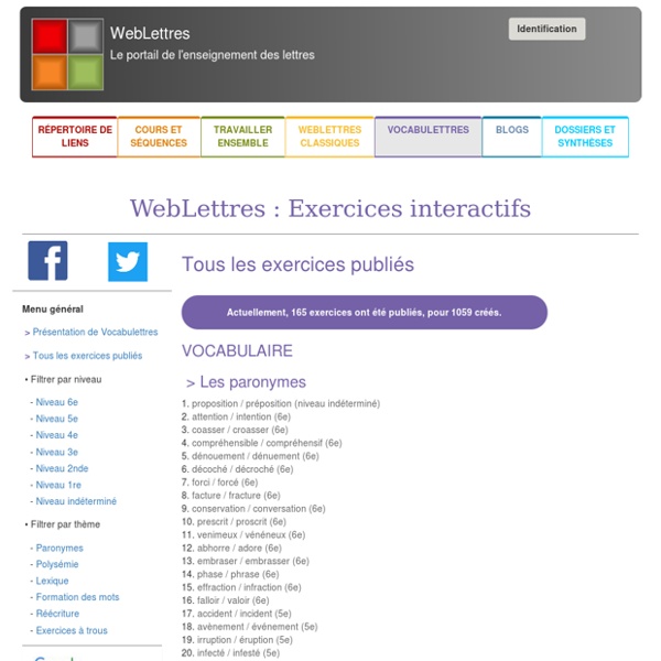 WebLettres : Exercices interactifs