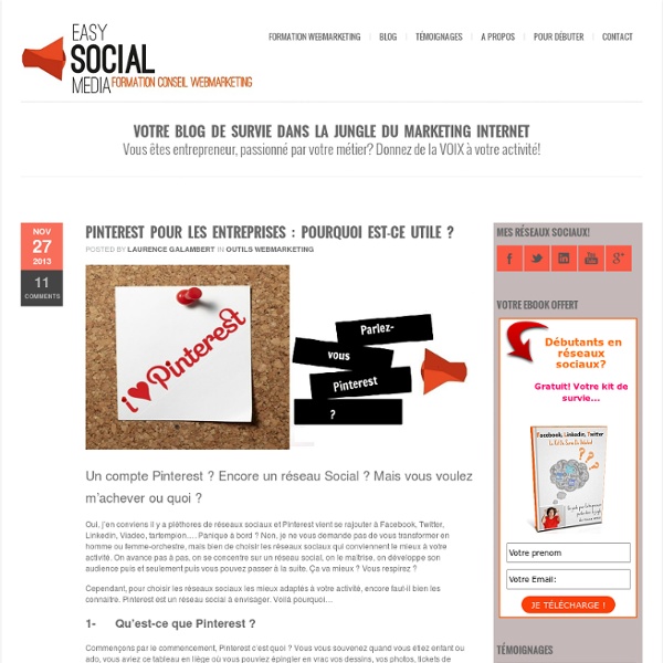 Formation marketing internet et réseaux sociauxCompte Pinterest pour entreprise, mode d'emploi!