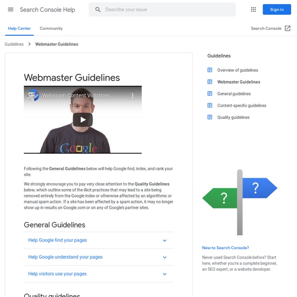 Webmaster Guidelines - Webmaster Tools Help