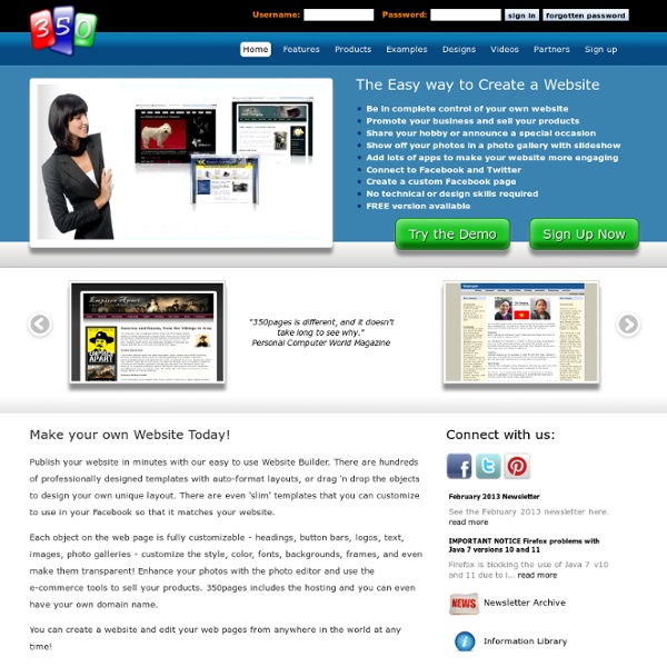 Create a free website with 350pages website builder