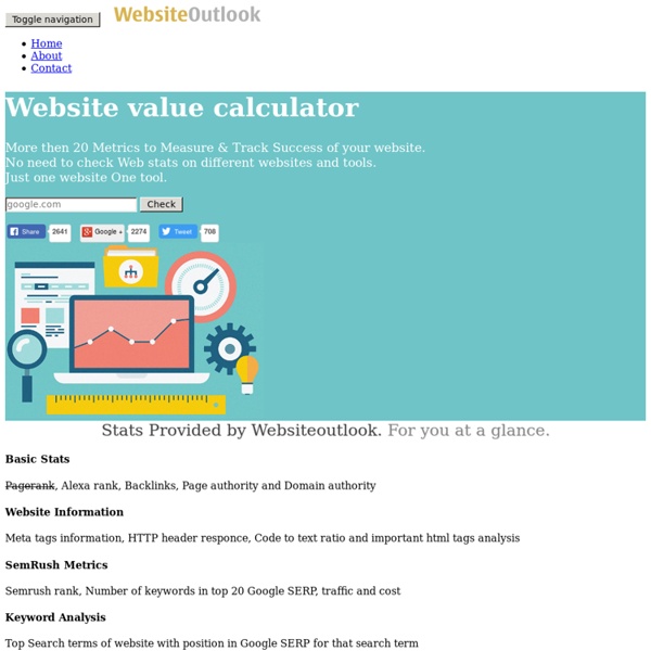 Website value calculator and web information