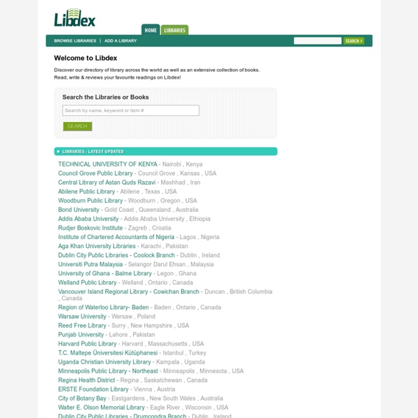 Libdex – Worldwide index of library catalogues, libraries & books