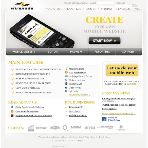 Mobile websites creator - Wirenode