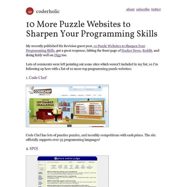 10 More Puzzle Websites to Sharpen Your Programming Skills