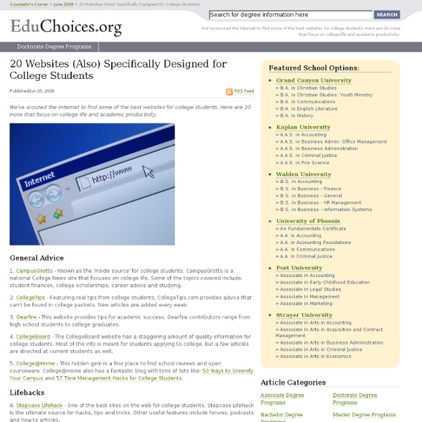 20 Websites (Also) Specifically Designed for College Students