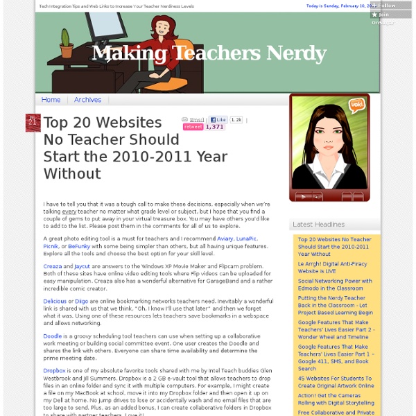 Top 20 Websites No Teacher Should Start the 2010-2011 Year Without