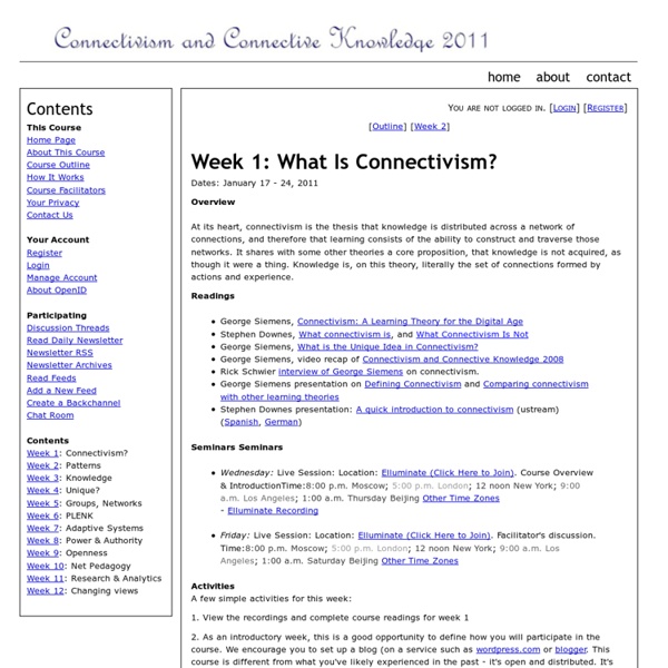 Week 1 - What Is Connectivism? ~ CCK11