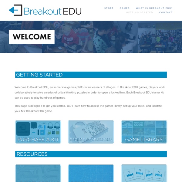 WELCOME — Breakout EDU