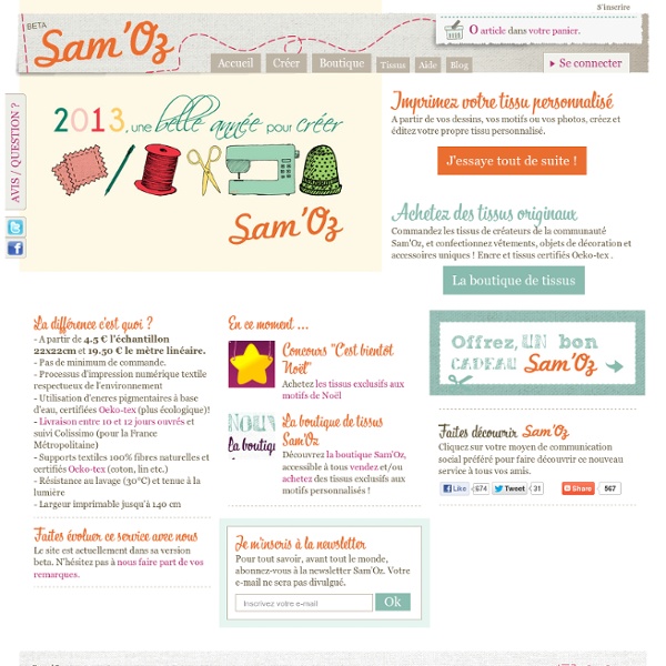 Bienvenue chez Sam'Oz - Impression numérique textile : du tissu personnalisé au mètre !