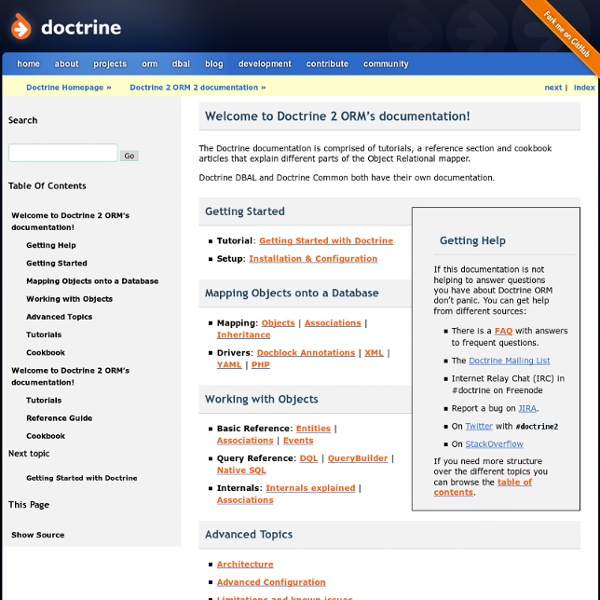 Welcome to Doctrine 2 ORM’s documentation! — Doctrine 2 ORM 2 documentation