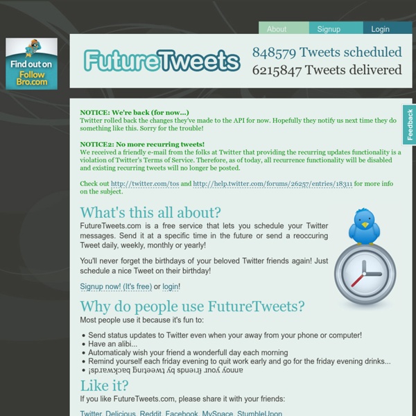 Welcome to futuretweets.com - Schedule your Tweets
