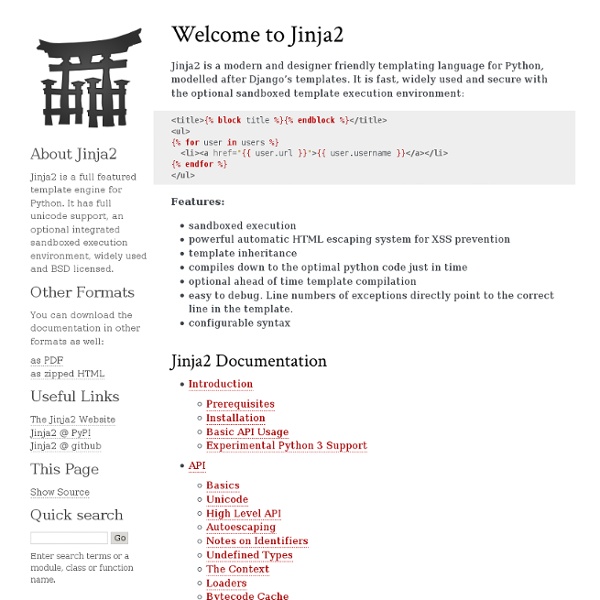 to Jinja2 — Jinja2 2.7dev documentation Pearltrees