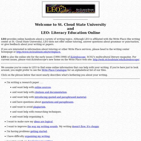 Welcome to LEO: Literacy Education Online