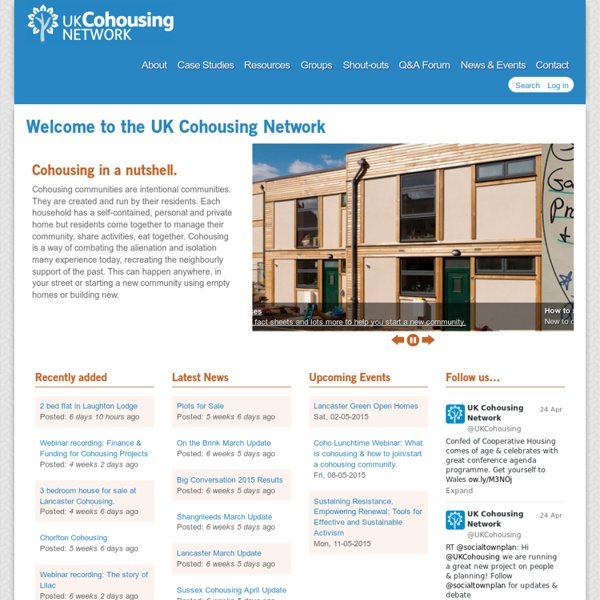 Welcome to the UK Cohousing Network