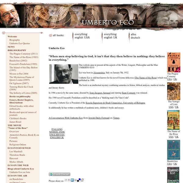 Welcome to the home page of Umberto Eco
