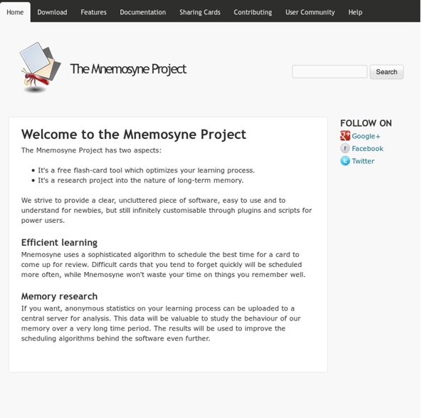 Welcome to the Mnemosyne Project