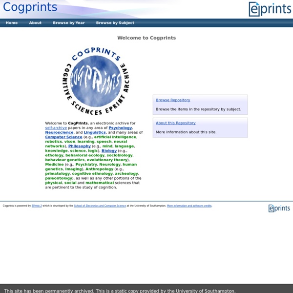 Welcome to Cogprints