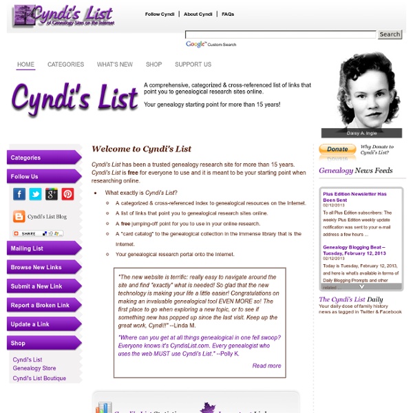 Cyndi's List - GENEOLOGY JUMP OFF