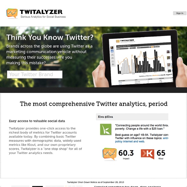The Twitalyzer for Tracking Influence and Measuring Success in T