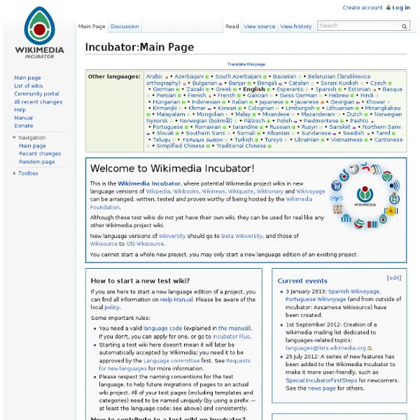Welcome to Wikimedia Incubator!