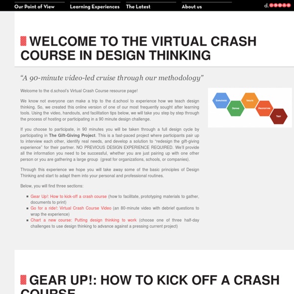 Welcome to the Virtual Crash Course in Design Thinking