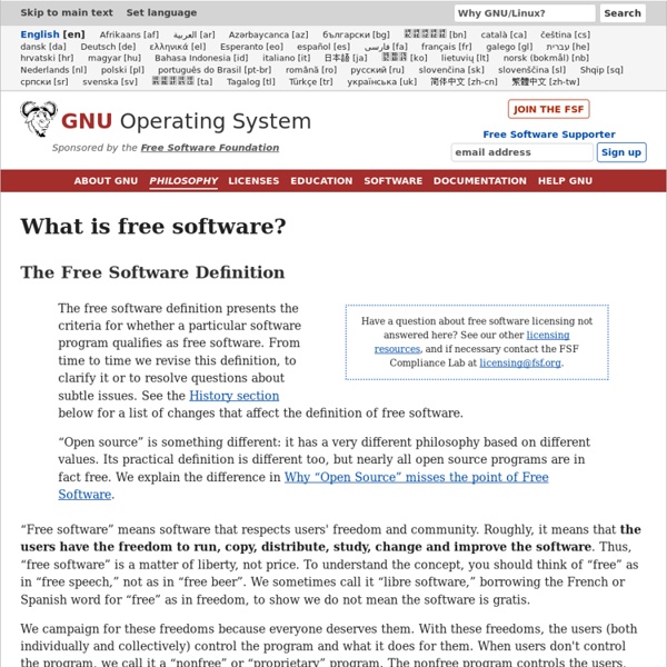 Qu'est-ce que le logiciel libre ? - Projet GNU - Free Software Foundation (FSF)