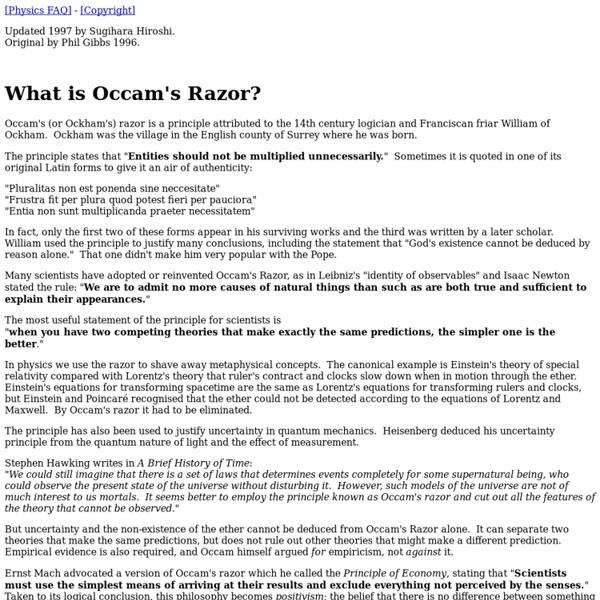 What is Occam's Razor?