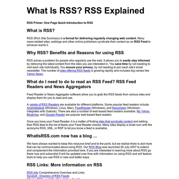 What Is RSS? RSS Explained - www.WhatIsRSS.com