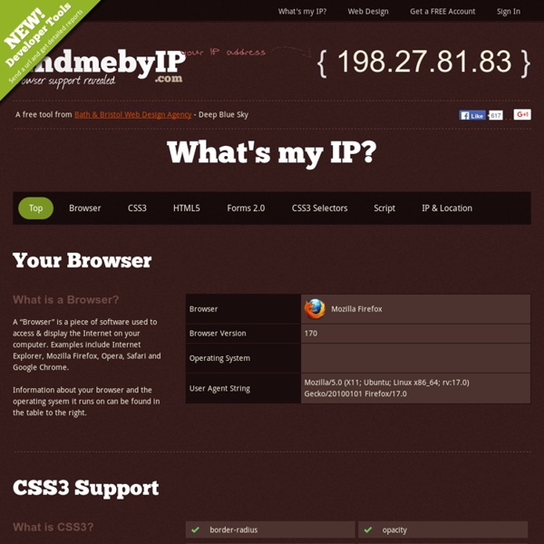 FindMeByIP - what browser am I using, how modern is my web browser, and what&#039;s my IP address?