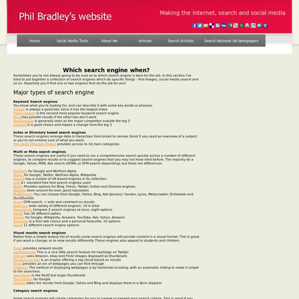 Phil Bradley: Finding what you need with the best search engines